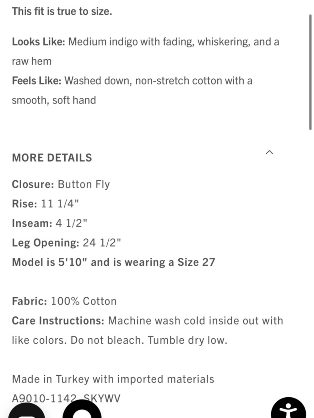 Agolde Parker Long denim Jean short 26 - Picture 8 of 8